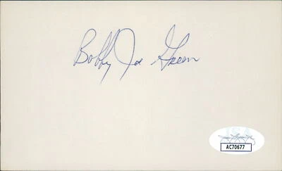 Bobby Joe Green Chicago Bears Signed 3x5 Index Card JSA Authenticated - Image 1 of 2