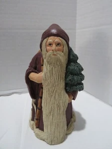 VTG 1988 SIGNED RESIN CARVED SANTA 5.5" SIGNED W.HEMREC - Afbeelding 1 van 6