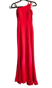 Teeze Me Women’s Crepe One Shoulder Sheath Red Prom Dress Size 1 NWT - Picture 1 of 8