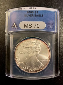 2006 $1 MS-70 SILVER EAGLE RAINBOW TONING. GRADED BY ''ANACS'' - Picture 1 of 2