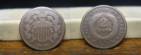 1871 TWO CENT PIECE US COIN Cover