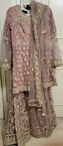 HERMOSO JUEGO DE 4 PIEZAS LEHENGA BODA INDIA LAVADO EN SECO  - Imagen 1 de 12