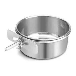 10oz Stainless Steel Bowls with Clamp Bird Feeder for Hamster Small Animal Cage - Picture 1 of 6