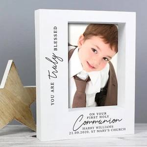 Personalised 'Truly Blessed' First Holy Communion 5x7 Box Photo Frame. Religious - Picture 1 of 3