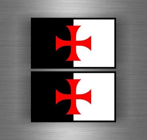 2x Autocollant sticker ordre malte templier drapeau croisades templar crussader - Imagen 1 de 1