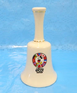 VTG Disney Park EPCOT CENTER Porcelain Bell SOUVENIR Mickey Mouse WORLD FLAGS - Picture 1 of 6