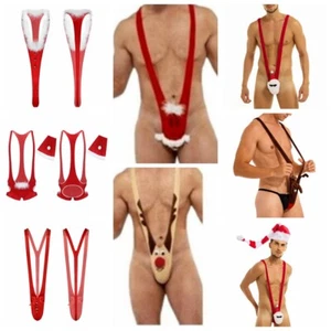Funny Christmas Mankini Thong Underwear Mens Sexy Briefs Thongs Lingerie Costume - Picture 1 of 84
