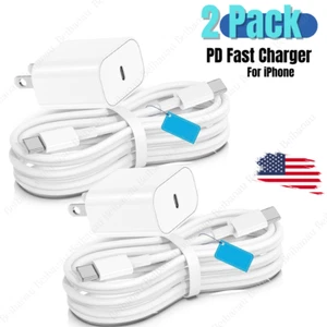 2X 20W PD Fast Charger Adapter Type C Cable For iPhone 16 15 14 13 12 11 Pro Max - Picture 1 of 17