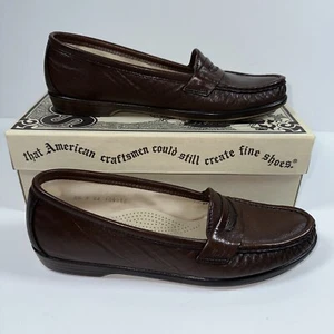 SAS Comfort Shoes Women's 8 1/2S Slip On Loafer Wink Vintage Walnut Handsewn USA - Picture 1 of 10