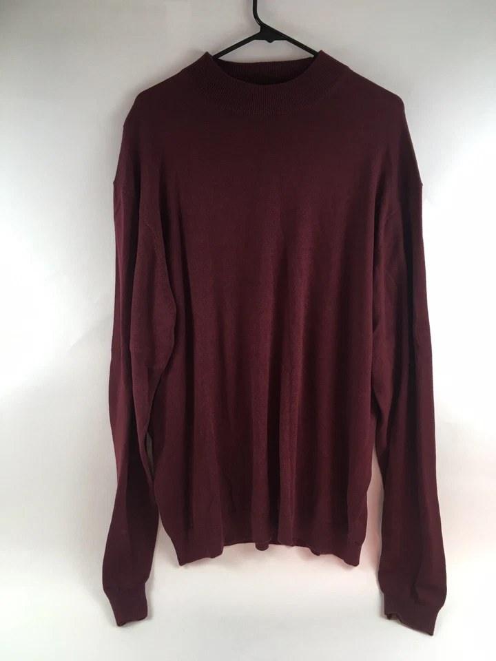 DAMON 毛衣男式 XLT 栗色圆领长袖套衫罗纹边 — 第 1/4 张图片