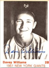 Davey Williams autographed baseball card (1951 New York Giants) 1975 TCMA
