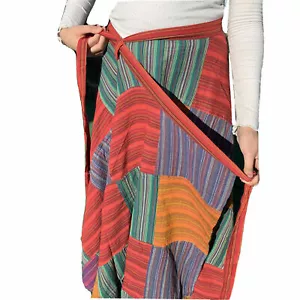 Women's Multi-colour Patched Skirts Handmade Casual Cotton Long Free Size Wrap - Bild 1 von 3