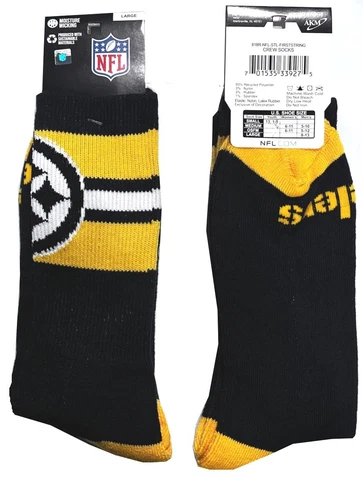 PITTSBURGH STEELERS TEAM COLOR MENS CREW SOCKS LARGE (10-13) FREE SHIPPING Cover