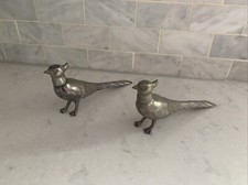Vintage Silver plate pheasant salt and pepper shakers birds collectible
