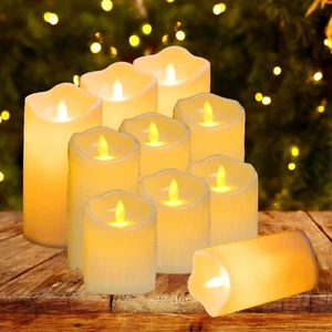 Velas parpadeantes LED sin llama de vidrio acrílico que funcionan con pilas para boda 6 un. - Imagen 1 de 7
