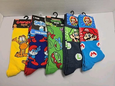 批量 6 件 复古主题 新奇 船袜 男式 6–12 — 第 1/4 张图片