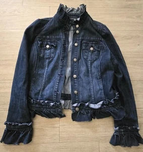 INC International Concepts Jeansjacke Damen L Dark Denim Rüschen Stretch - Bild 1 von 5