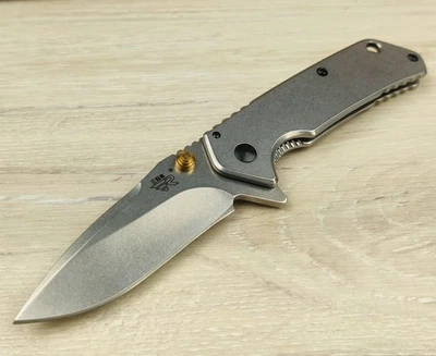 GUANGXI SANRENMU HARDWARE TECHNOLOGY CO.,LTD Sanrenmu 7056LUF-SF Messer Taschenmesser Stonewash 8Cr13MoV Stahl Framelock