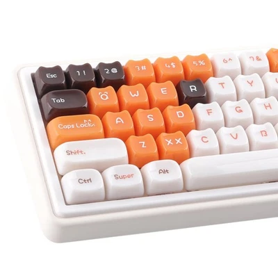 Ceramic Jade Calico Cat Keycaps, 148 Keys Translucent Orange Jelly Cute Keyca... - Image 1 of 4