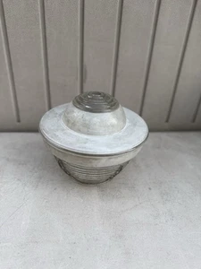 "Lámpara de techo vintage Art Deco de vidrio acanalado pantalla de 7 1/2""" - Imagen 1 de 10