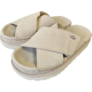 UGG Goldenstar Suede Cross Strap Sugar Sole Platform Slides Driftwood EUC 6,5 - Bild 1 von 15