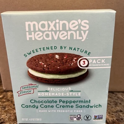 MAXINE'S HEAVENLY Maxine's Heavely Choc. Peppermint Candy Cane Sandwich Vegan And Gluten free (3 )