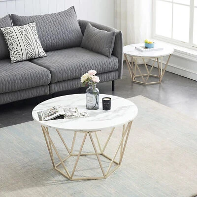 Juego de Mesa de Centro Ivinta Nesting, Mesa de Cóctel Central Redonda con Marco de Metal Foto 1 de 4