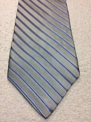 COVINGTON MENS TIE GRAY AND BLUE STRIPED 3.75 X 59   - Image 1 of 4