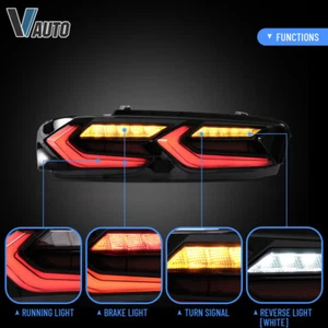 For 2019-23 Chevrolet Chevy Camaro LED Tail Lights Assembly Red Smoke Sequential - Foto 1 di 11