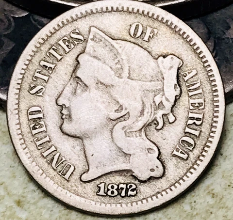 1872 Three Cent Nickel Piece 3C Ungraded Choice US Type Coin CC18630 Cover