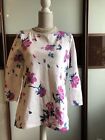 Joules Size 12 Ladies Summer Top Long Sleeve T Shirt Flowers