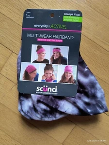 Scunci Headwrap 5 en 1 Multiwear Negro Blanco Tie-Dye Print 1 pieza Bufanda Sombrero Etc - Imagen 1 de 3