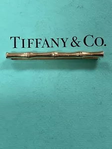1974 Tiffany & Co. 14K Gold Bamboo Motif Pattern Tie Clip Bar 50 years old - Picture 1 of 9