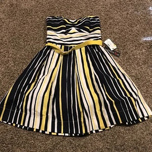 Teez Me Womens Size 9 Cotton Blend Blue Yellow Striped Dress NWT A41 - Picture 1 of 4