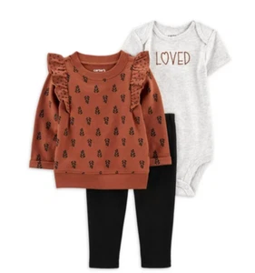 Carter's Child of Mine Baby Girl Loved Outfit Set, 3-Piece NWT - Picture 1 of 6