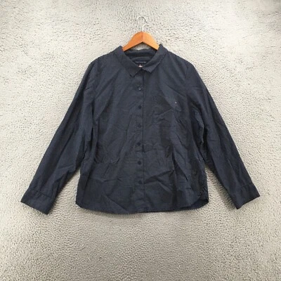Tommy Hilfiger Button-Up Long Sleeve Shirt Mens XL Collared Pocket Black Cotton - Image 1 of 4
