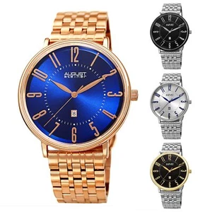 Men's August Steiner AS8257 Quartz Date Stainless Steel Link Bracelet Watch - Picture 1 of 17