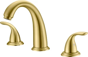 Grifo de bañera romana de 3 orificios de oro cepillado con válvula de latón áspero, alto flujo - Imagen 1 de 6