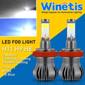 2 LED Fog Driving Light H11 H16 H8 Dual Color Switchback White + Ice Blue Strobe - Picture 1 of 9