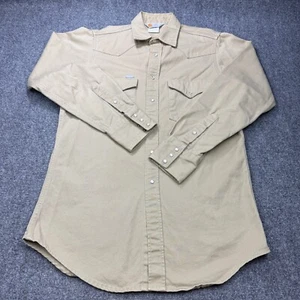 Vintage Carhartt Shirt Mens 16 X 35 Brown Pearl Snap Western Outdoor Shark Tooth - Picture 1 of 17