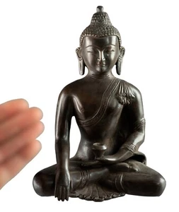 Buddha Statue Shakyamuni Bhumisparsha 21cm Messing Nepal # 26004 - Bild 1 von 9