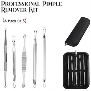 5 pcs Professional Blackhead Whitehead Pimple Acne Remover Tool Kit Set - Picture 1 of 7