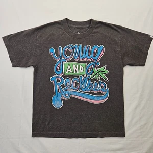 Young & Reckless Y&R T-Shirt Size Large Youth Gray Graphic Graffiti Tee - Picture 1 of 8