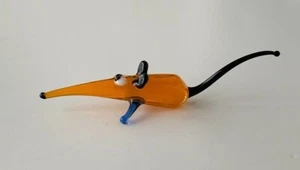 Estatuilla de vidrio artístico soplado a mano coleccionable de RATÓN ~ naranja ~ animal pequeño hecho a mano ~ ÚNICO - Imagen 1 de 4