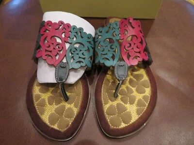 NWT Womens Teal Multi L'Arstiste Flip Flops , Size 9.5 / 10  41 - Image 1 of 3
