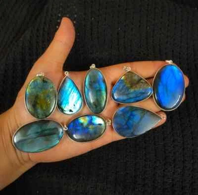 Hermoso Lote Llamativo Colgante Labradorita, Lote Colgante Boho Chapado en Plata 925~ Foto 1 de 2