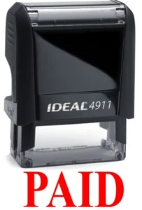PAID stamp text on IDEAL 4911 Self-inking Rubber Stamp, RED INK - Picture 1 of 2