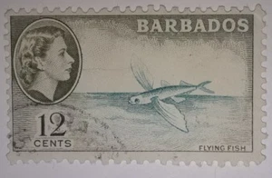 Travelstamps: 1953 Barbados Stamp Scott #242/A23 12c Brown Olive & Aqua used, ng - Picture 1 of 5