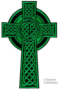 LARGE CELTIC CROSS PATCH IRISH CHRISTIAN RELIGIOUS GREEN embroidered iron-on NEW