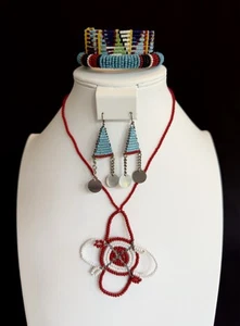 AUTÉNTICAS Joyas Africanas Hechas a Mano con Cuentas Masai: Collar Pendientes Pulsera - Imagen 1 de 10